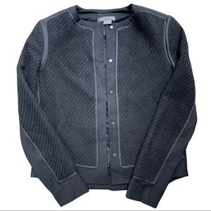 Vince Black Wool Button Up Quilted Jacket